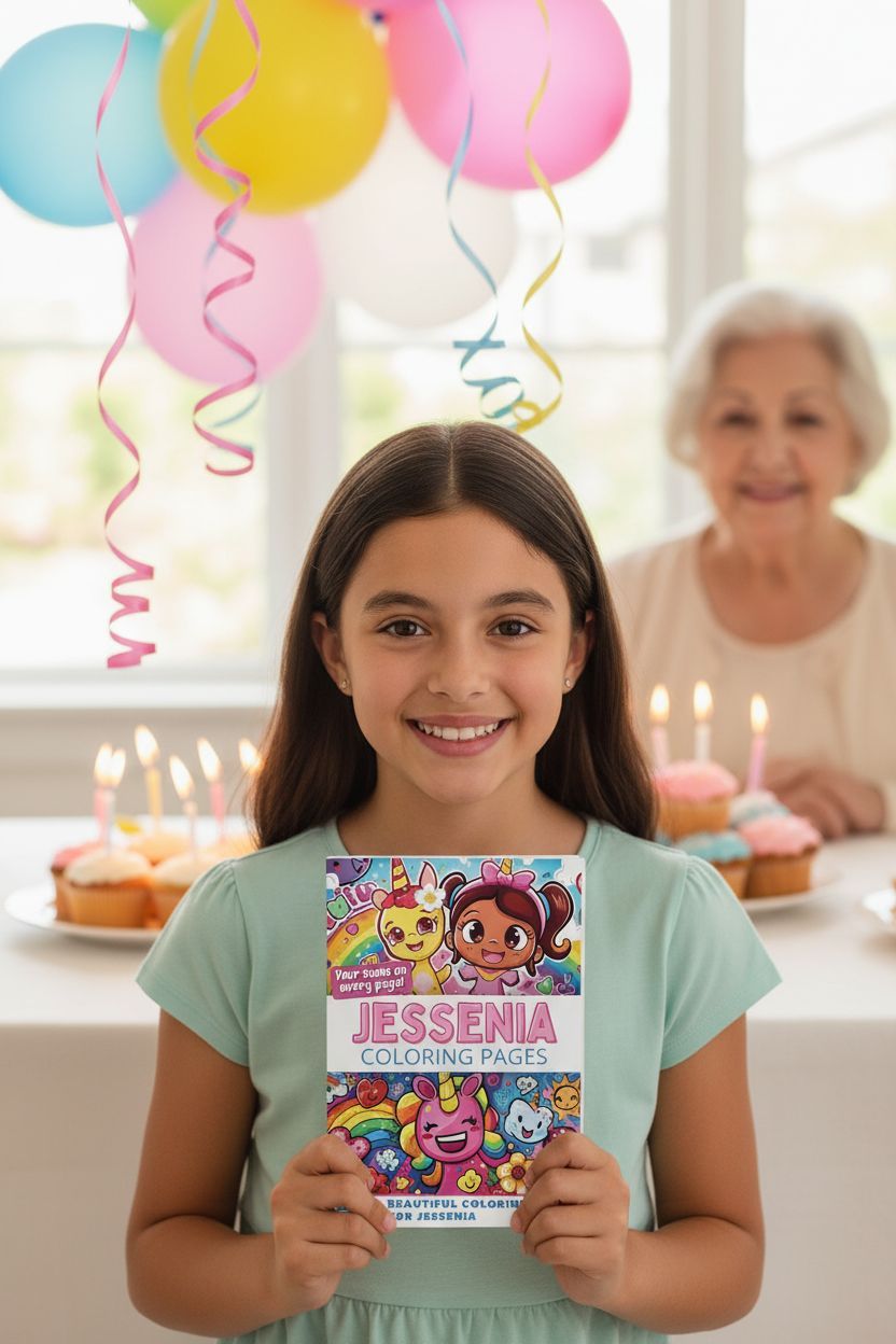 Jessenia coloring book in use