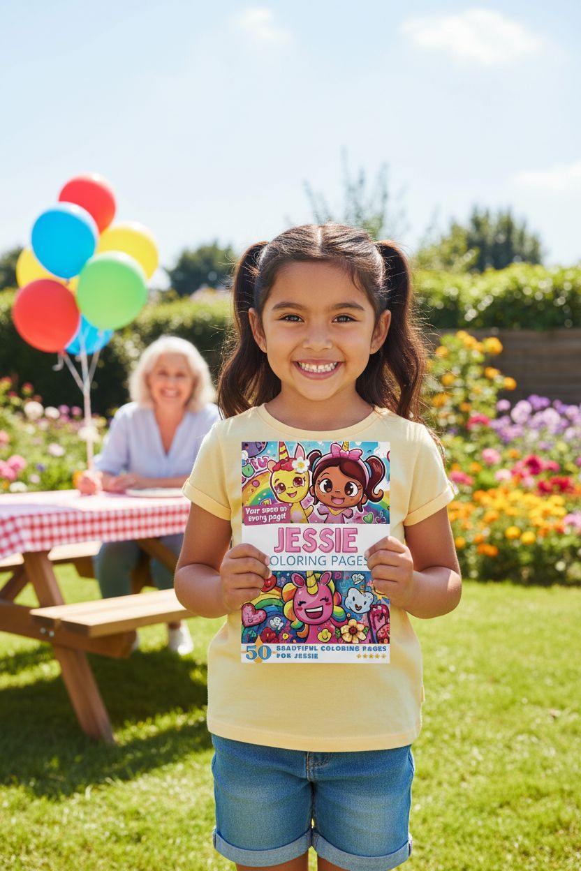 Jessie coloring book in use