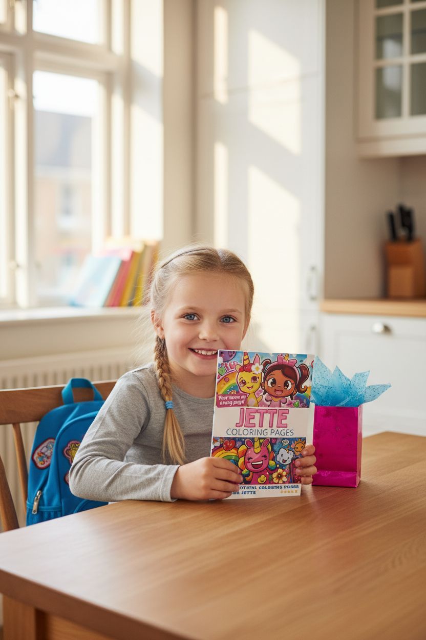 Jette coloring book in use