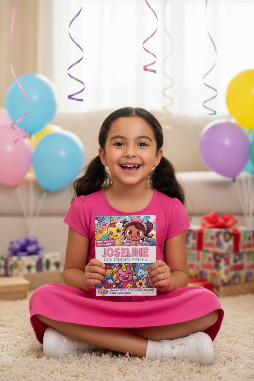 Joseline coloring book in use