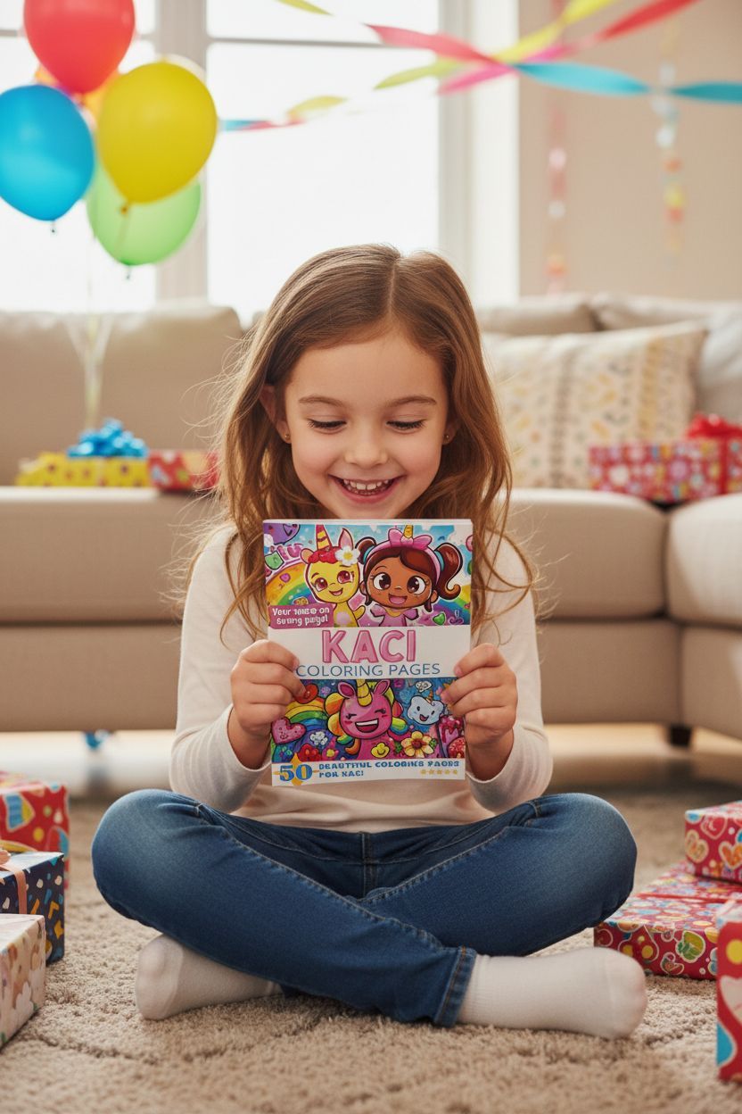 Kaci coloring book in use