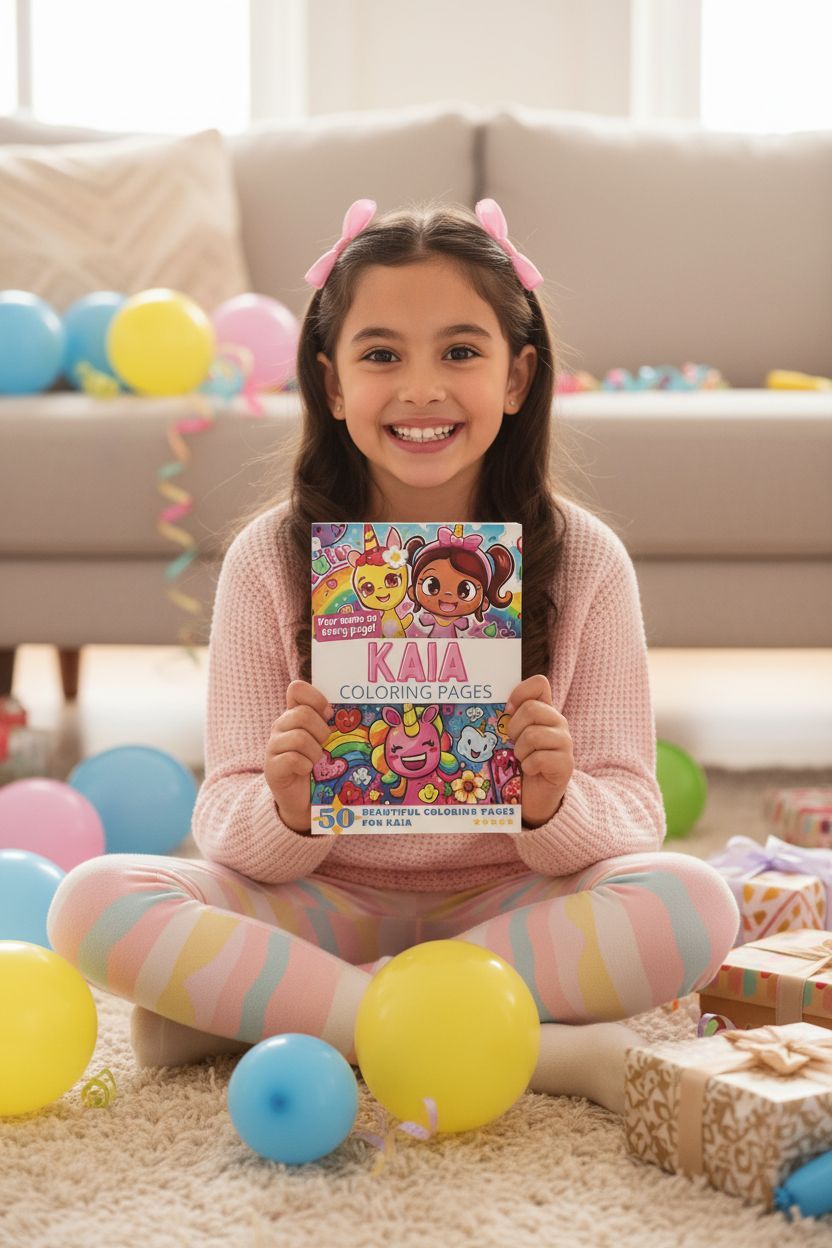 Kaia coloring book in use