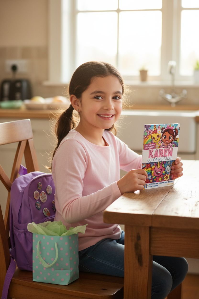 Karen coloring book in use