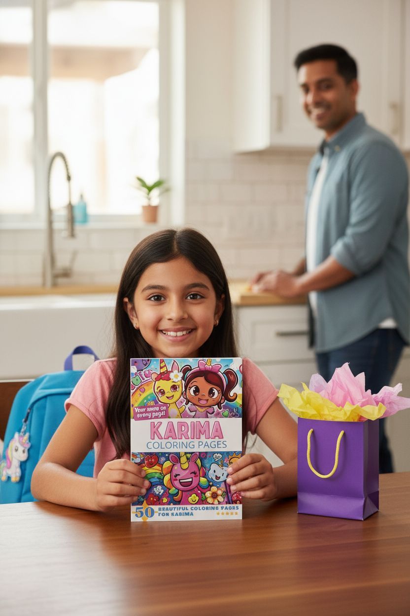 Karima coloring book in use