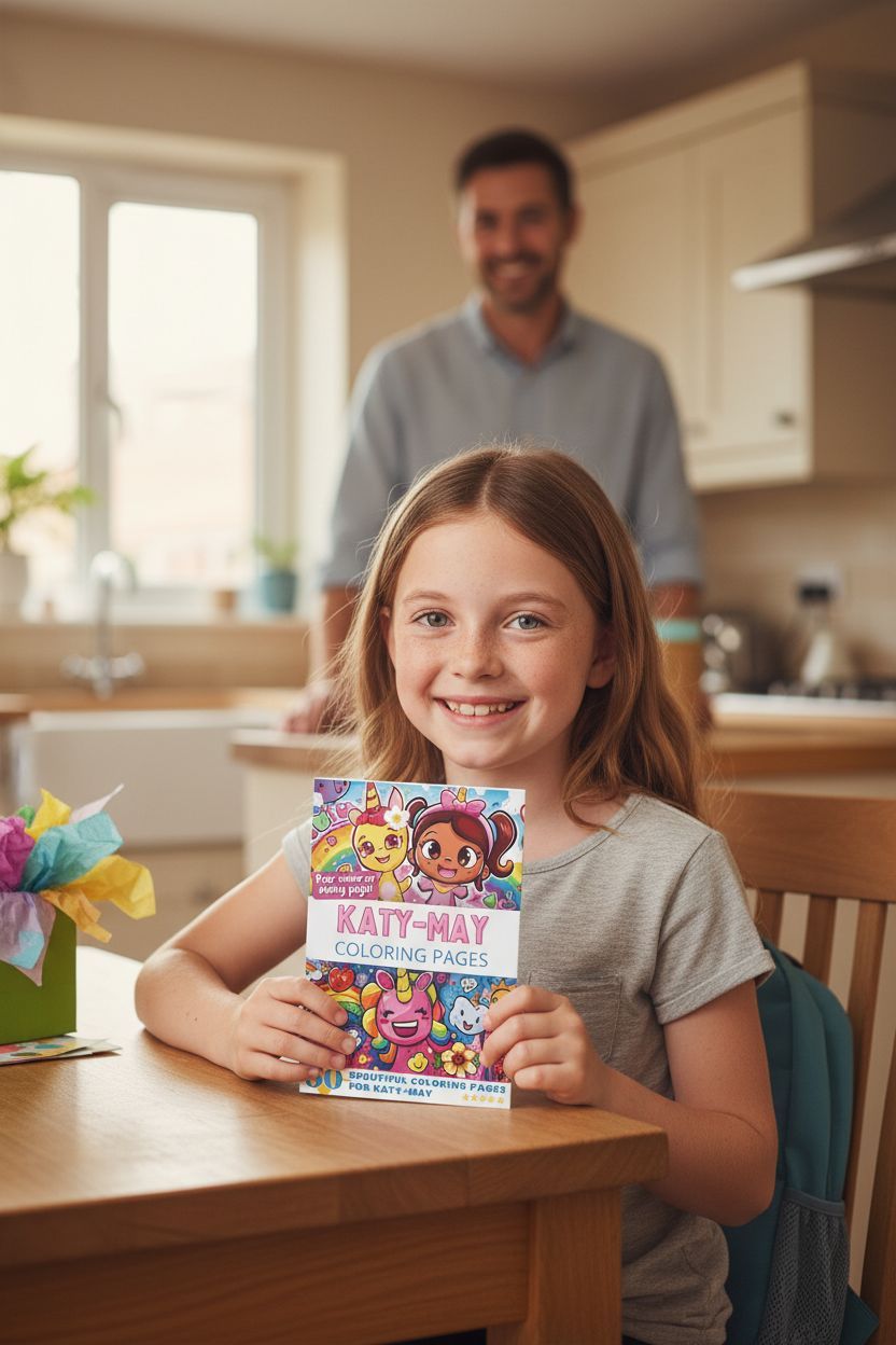 Katy-May coloring book in use