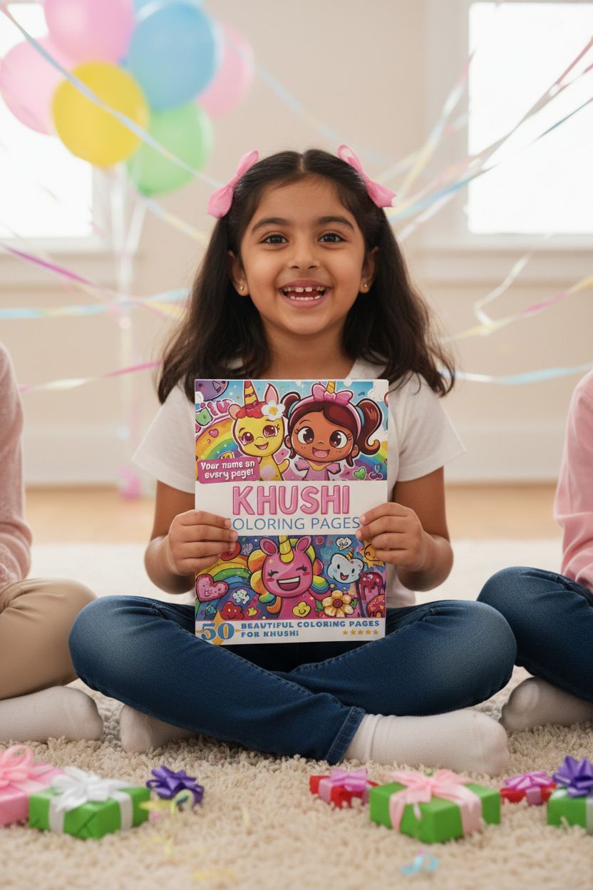 Khushi coloring book in use