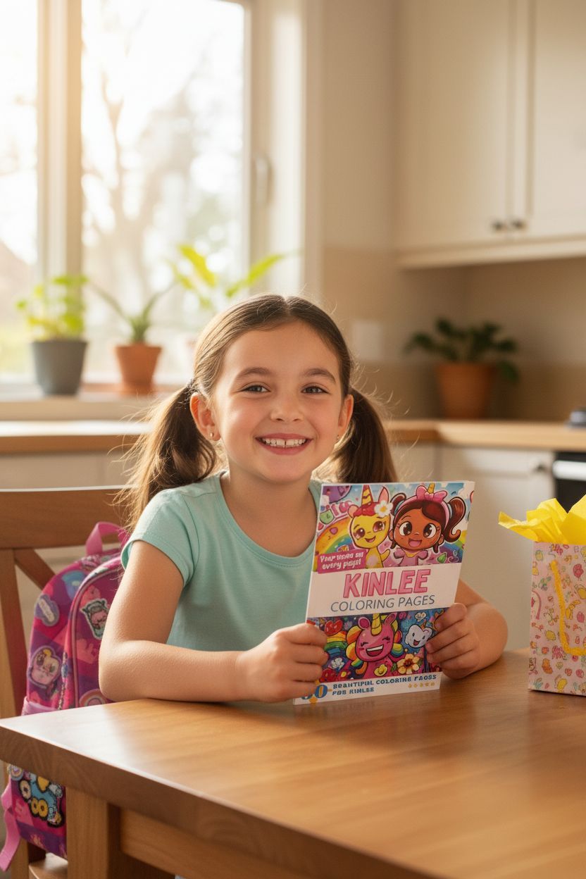 Kinlee coloring book in use