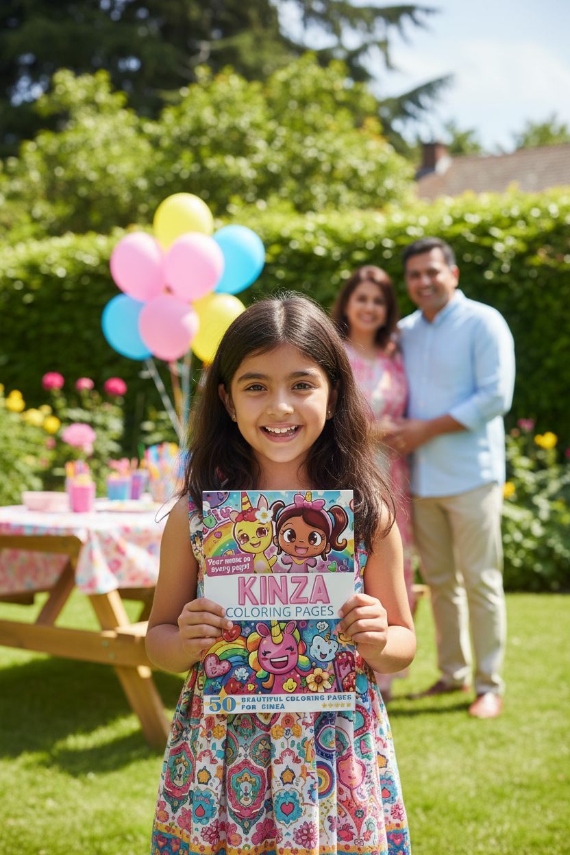 Kinza coloring book in use