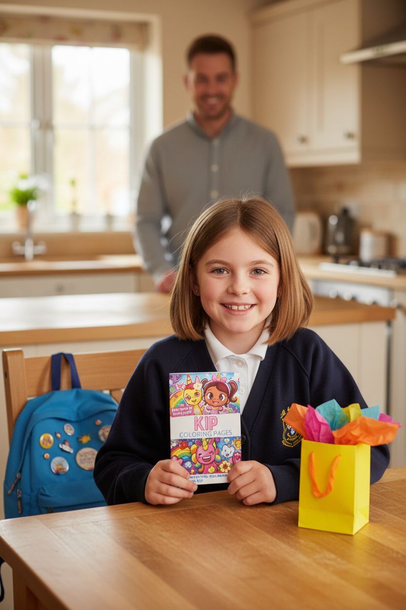 Kip coloring book in use