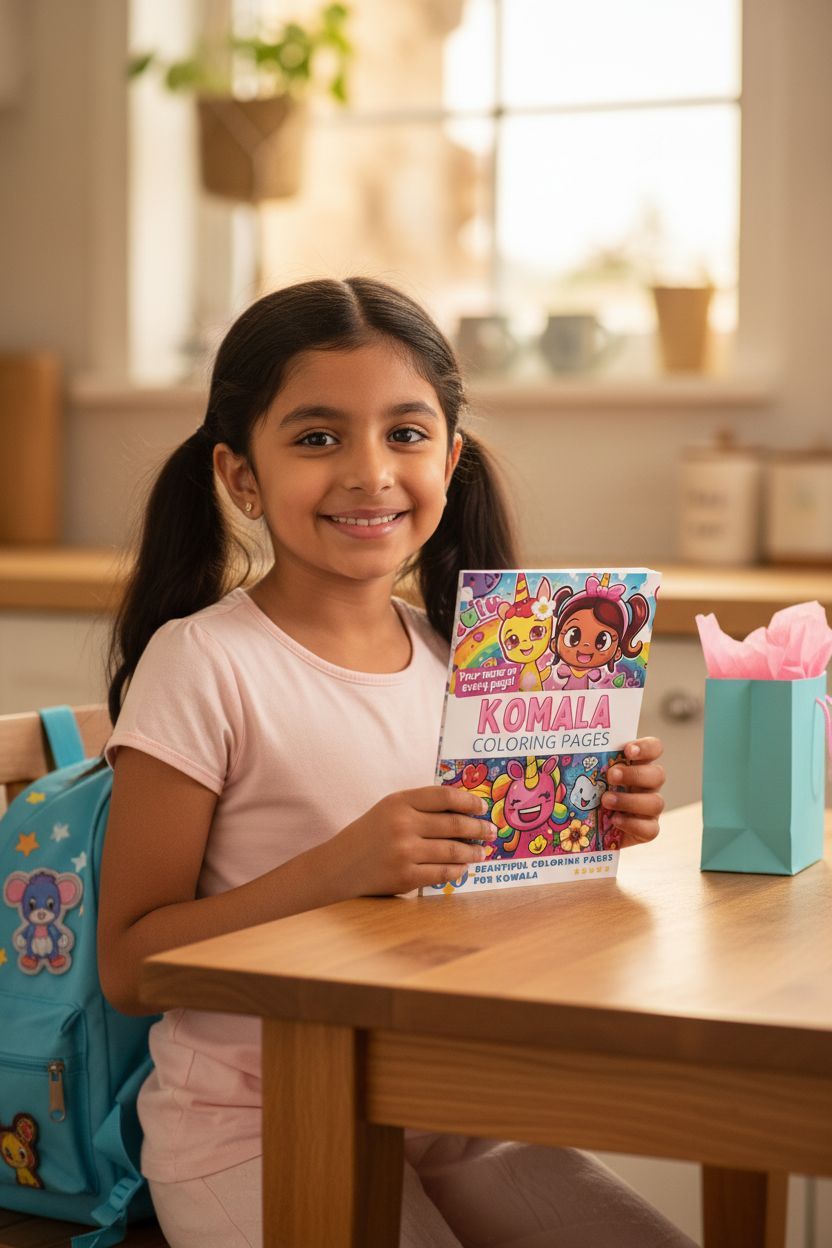 Komala coloring book in use