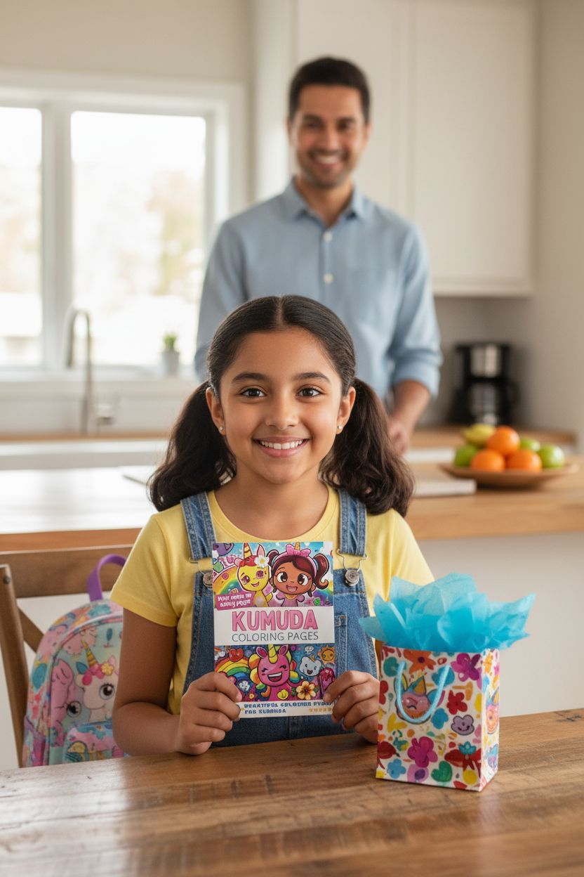 Kumuda coloring book in use