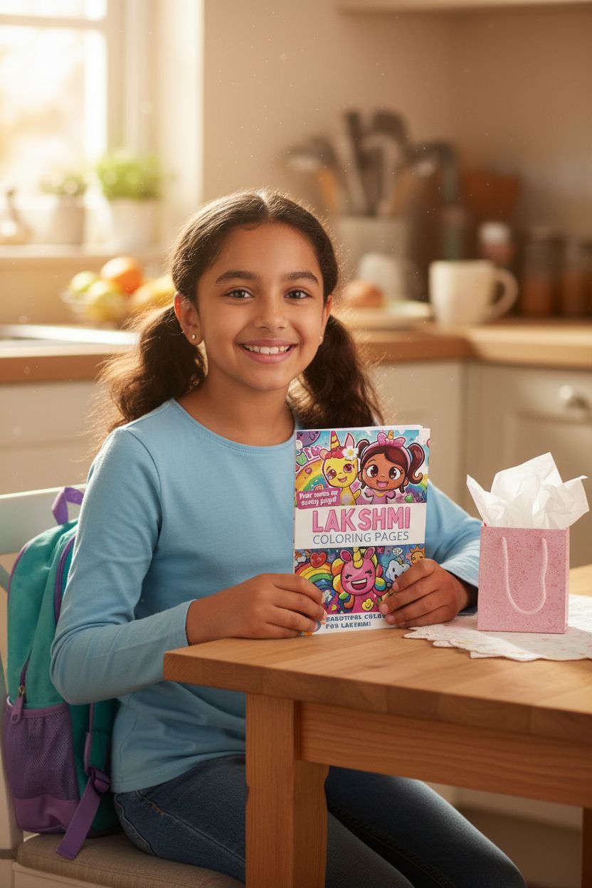 Lakshmi coloring book in use