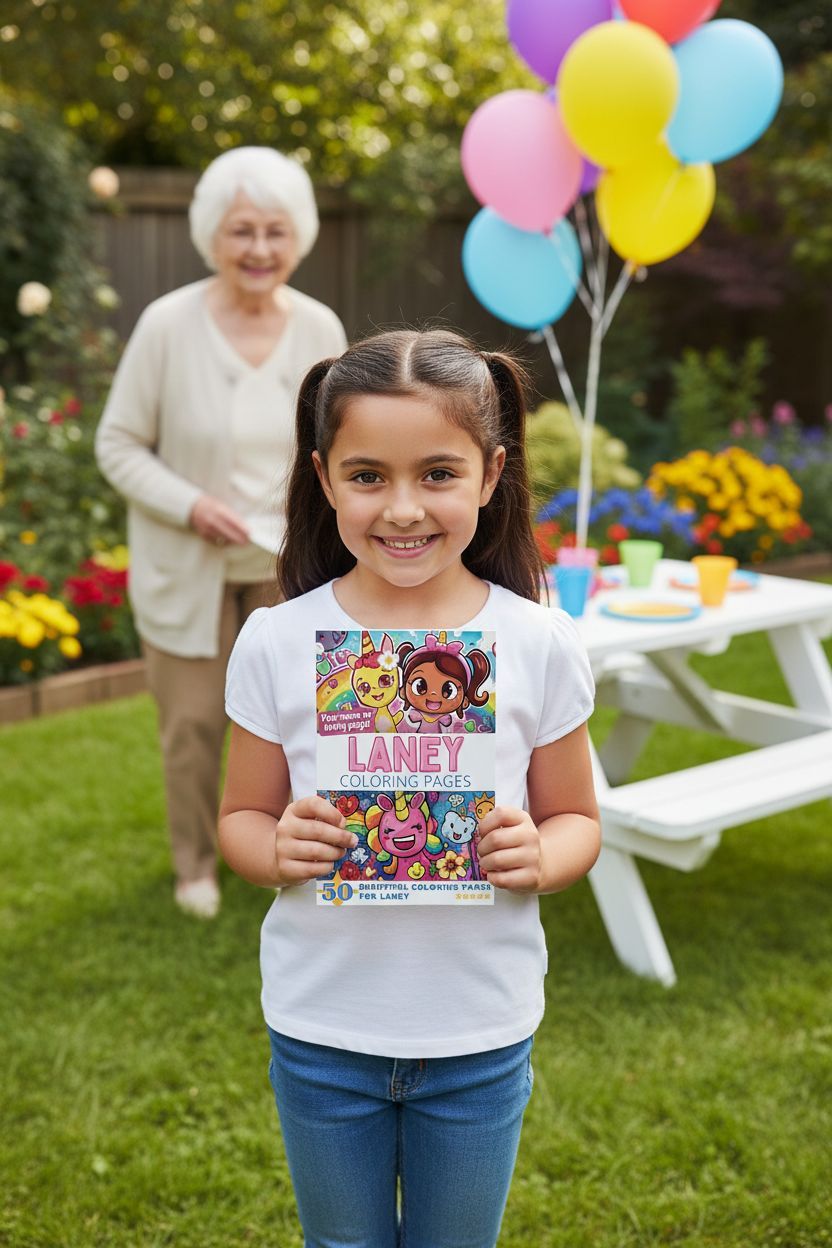 Laney coloring book in use