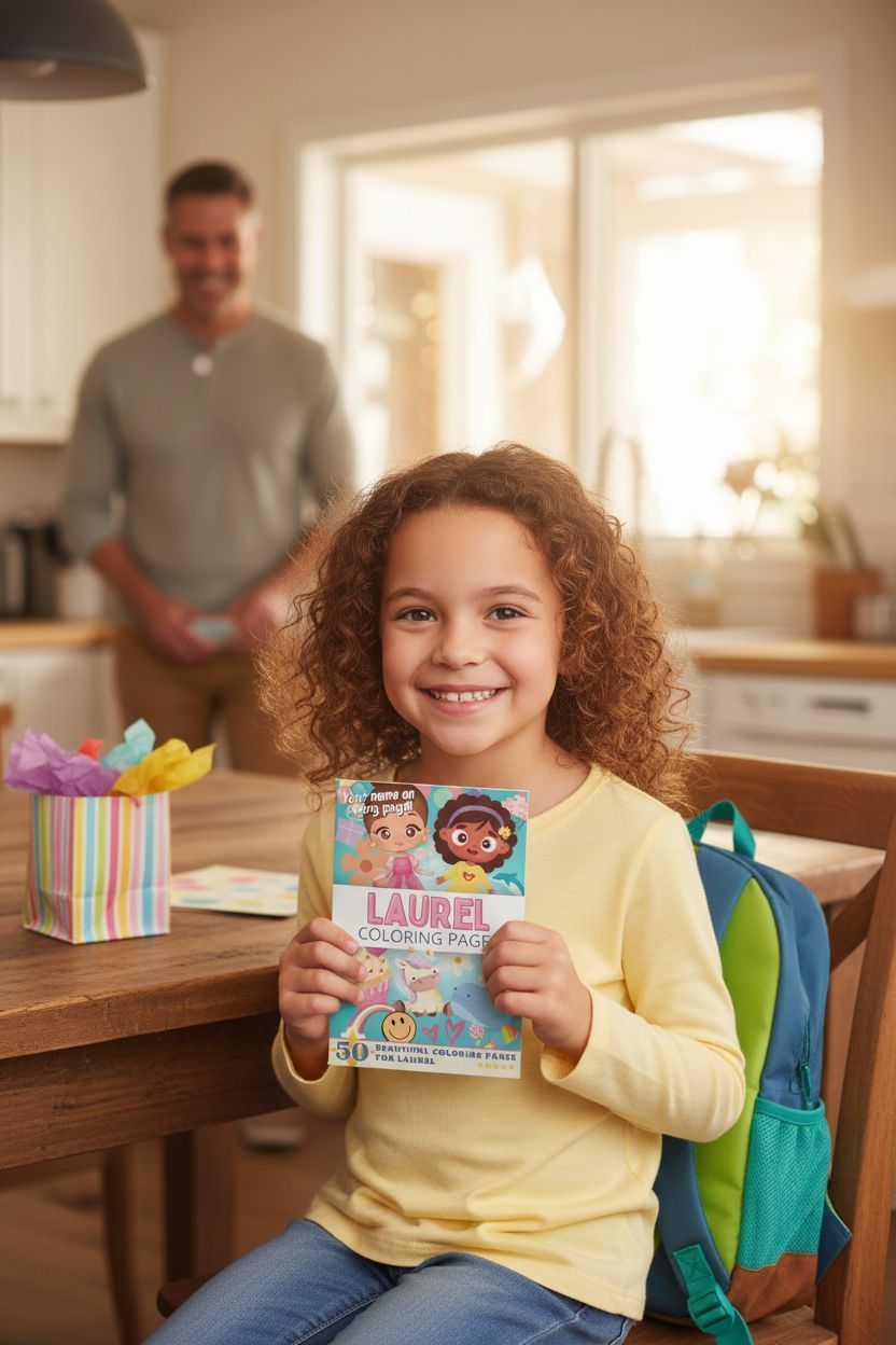 Laurel coloring book in use