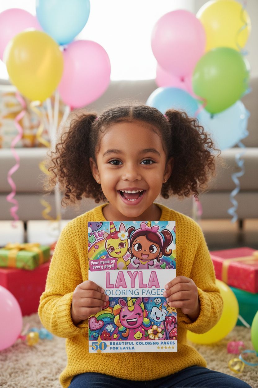 Layla coloring book in use