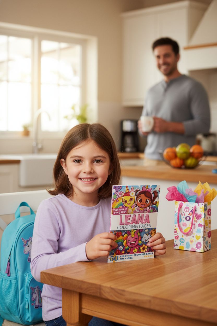 Leana coloring book in use