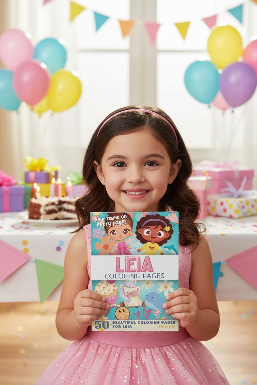 Leia coloring book in use