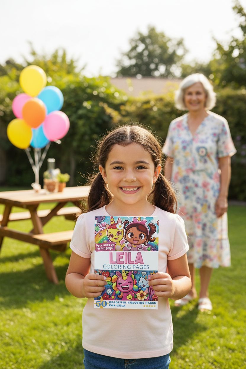 Leila coloring book in use