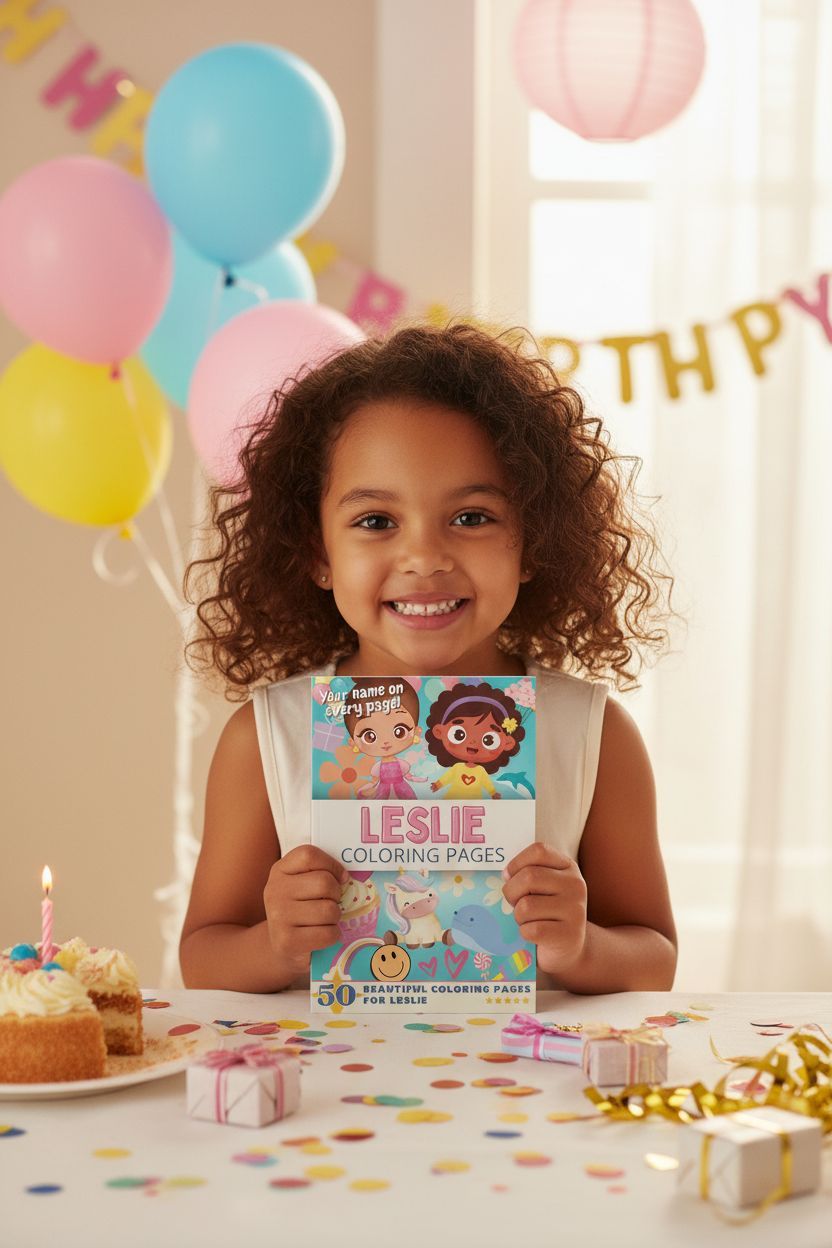 Leslie coloring book in use