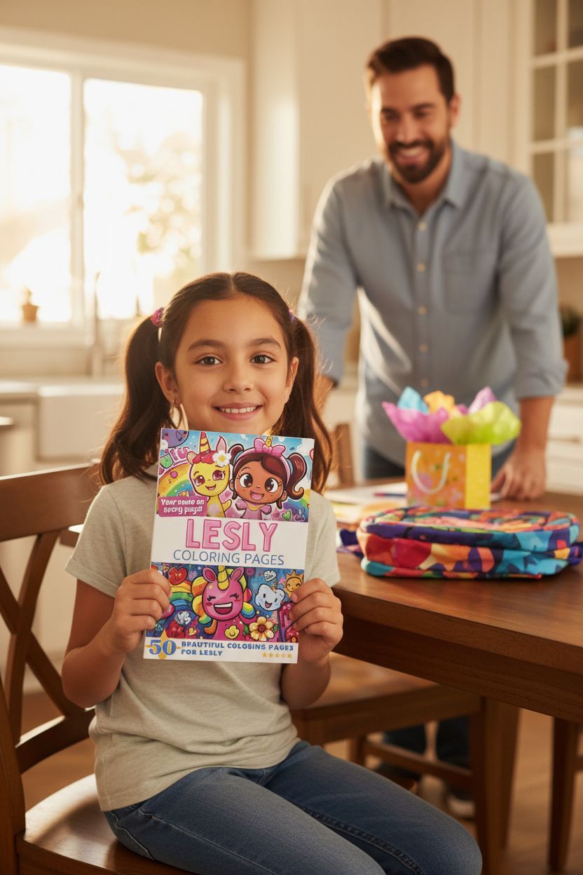 Lesly coloring book in use