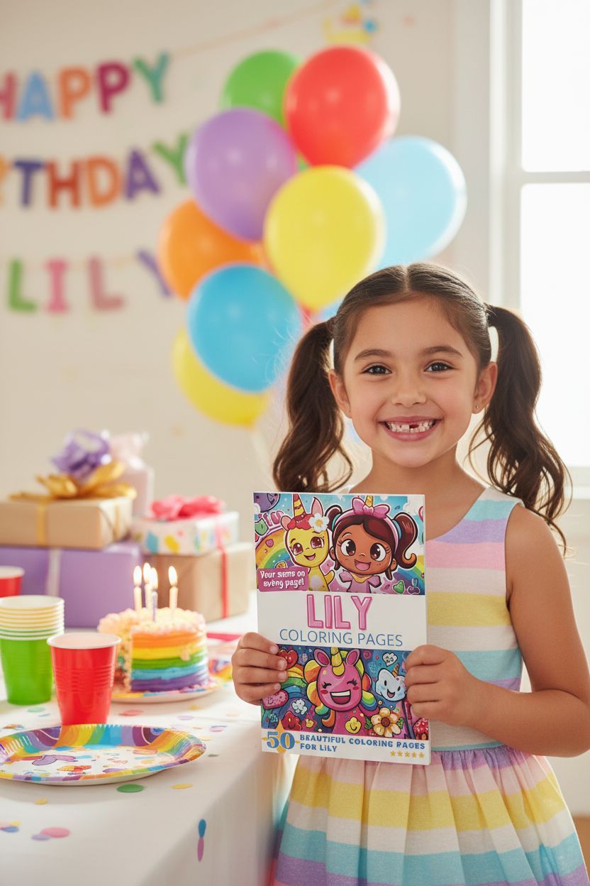 Lily coloring book in use
