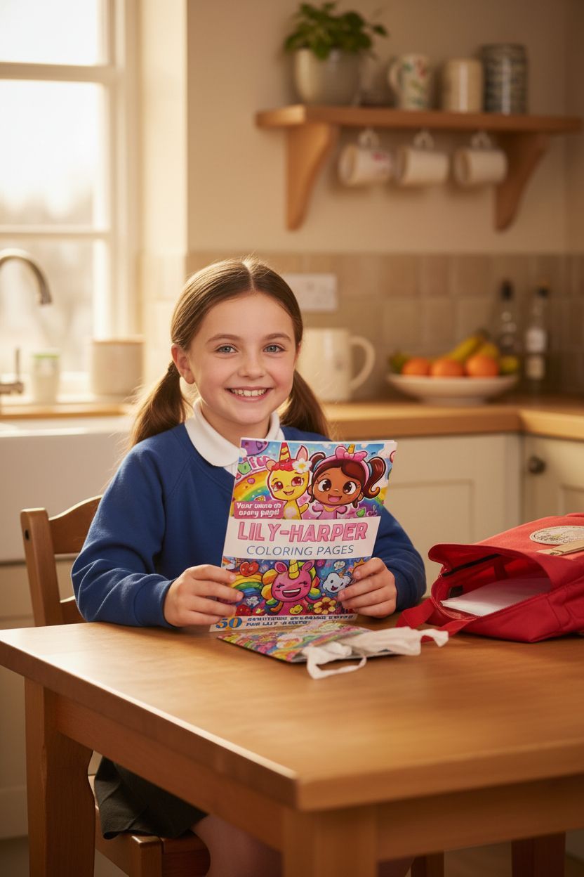 Lily-Harper coloring book in use
