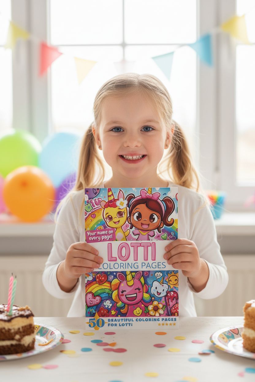 Lotti coloring book in use