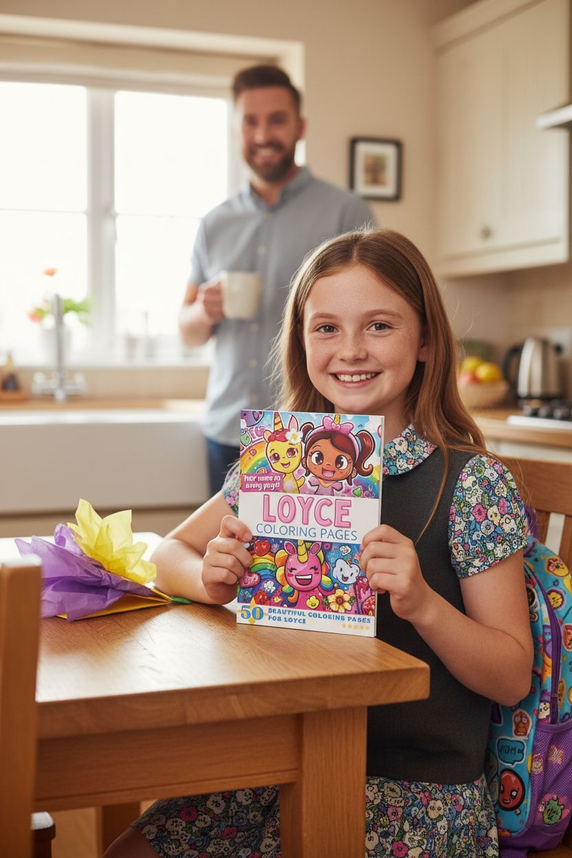 Loyce coloring book in use