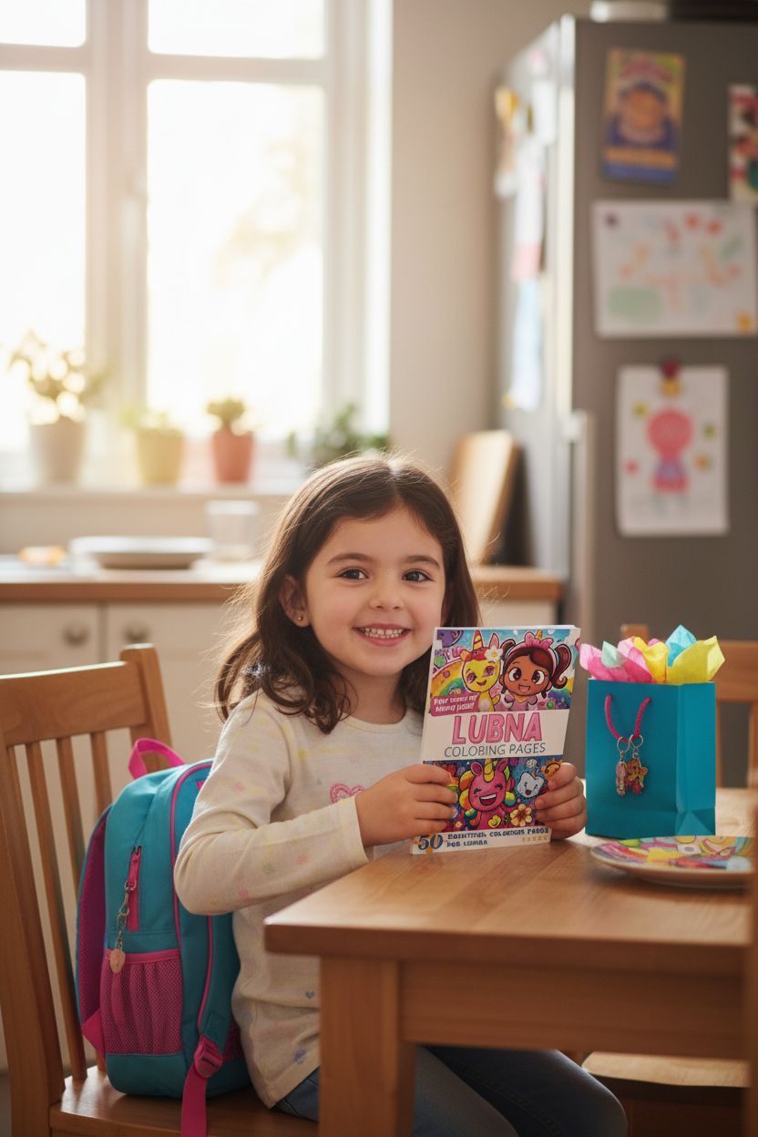 Lubna coloring book in use