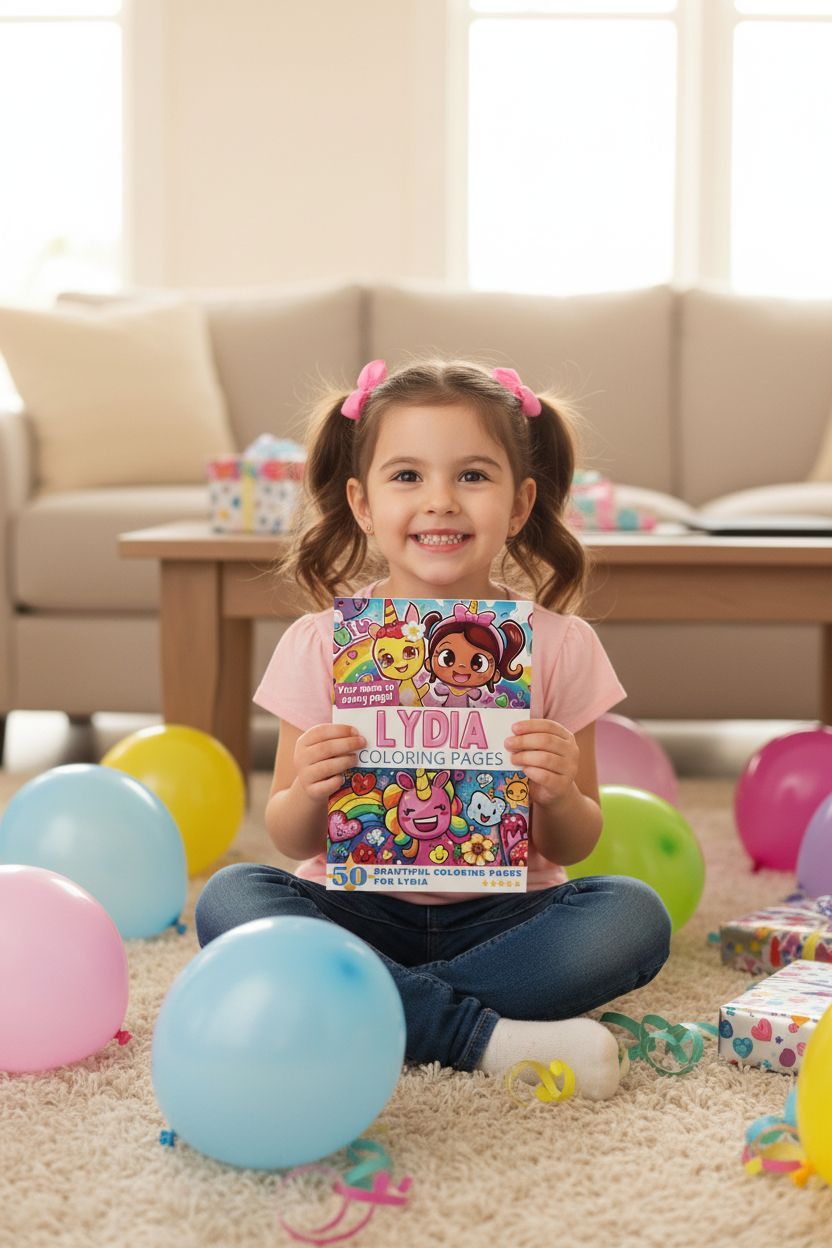 Lydia coloring book in use