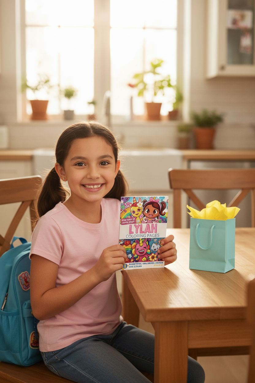 Lylah coloring book in use