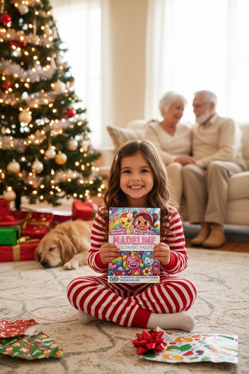 Madeline Christmas coloring pages gift
