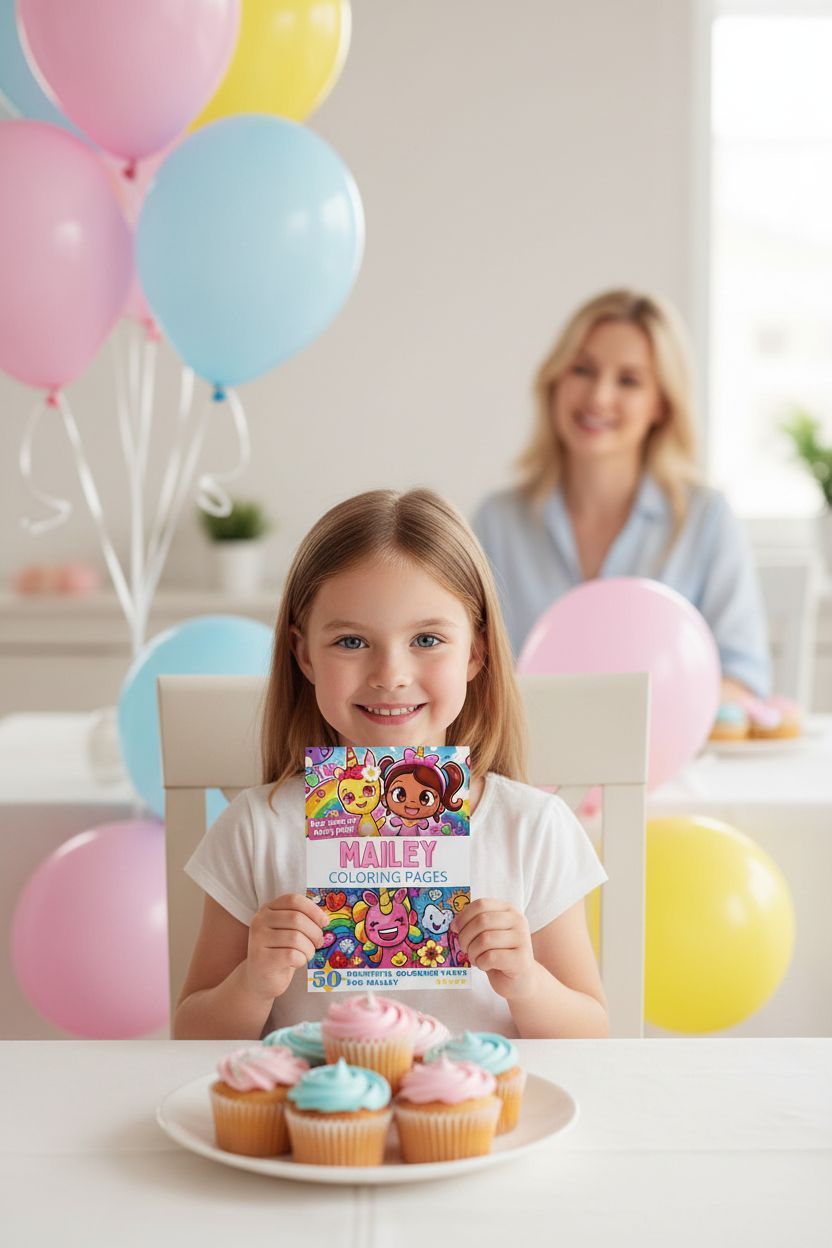 Mailey coloring book in use