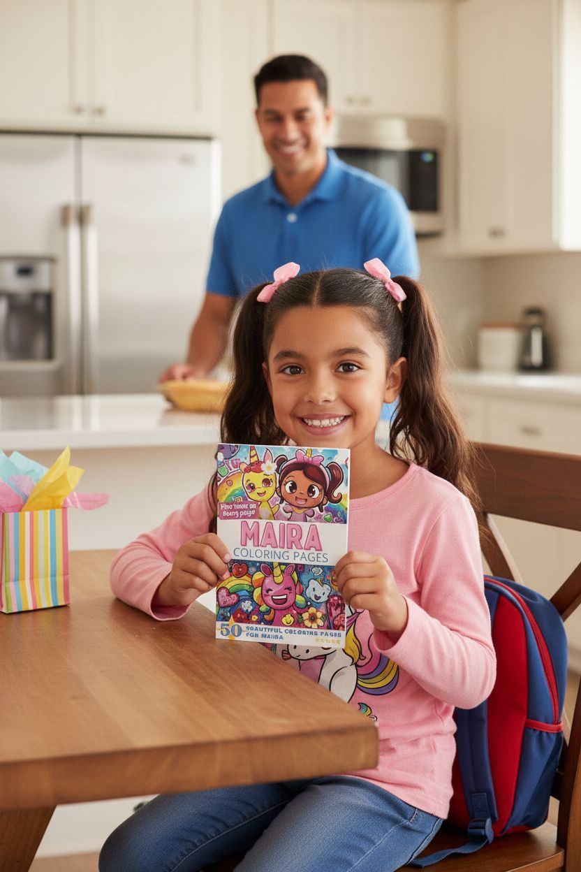 Maira coloring book in use
