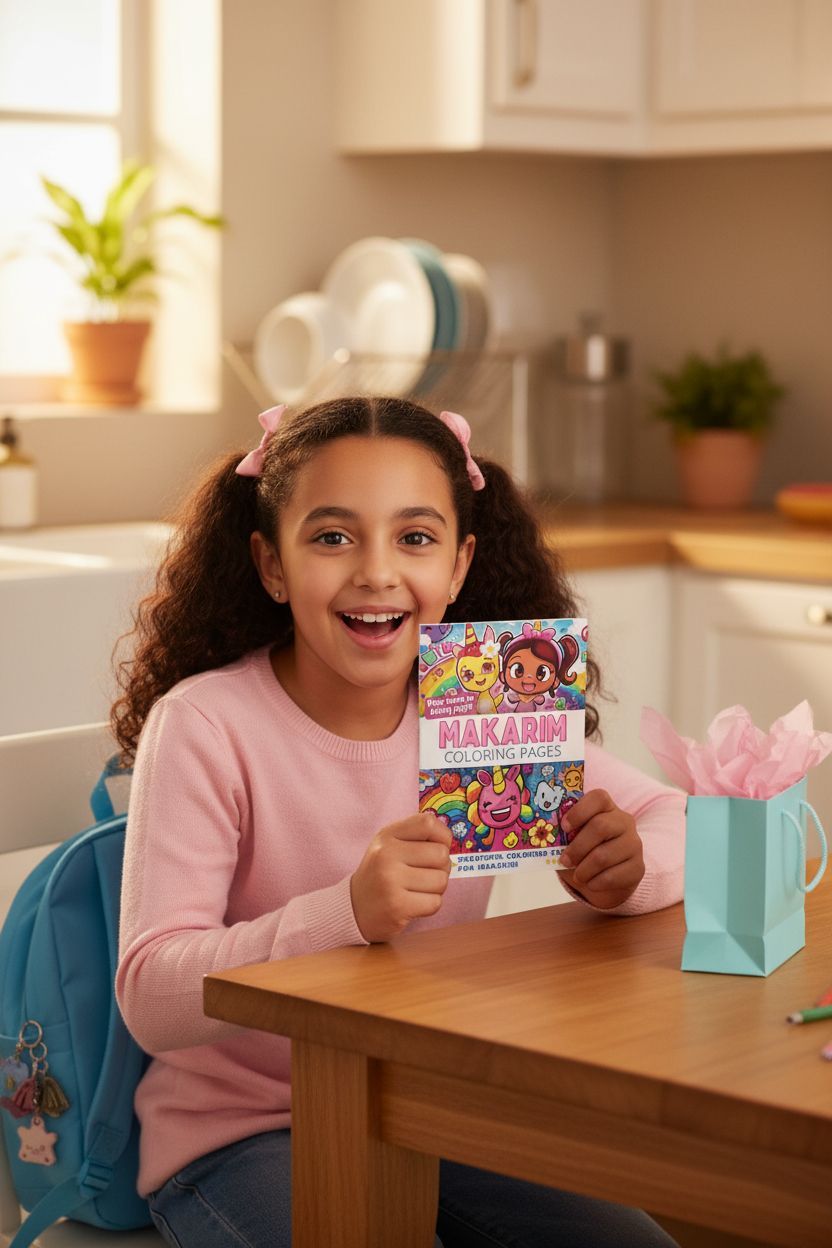 Makarim coloring book in use