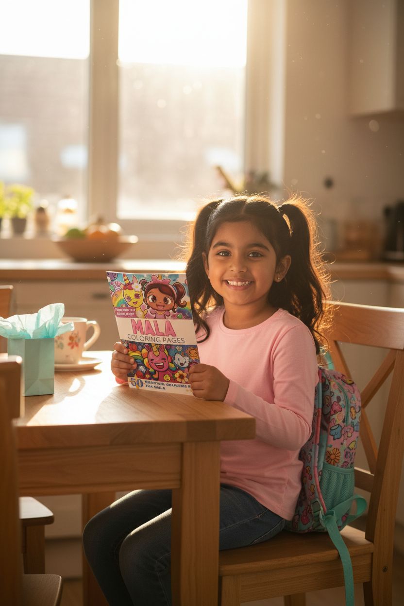 Mala coloring book in use