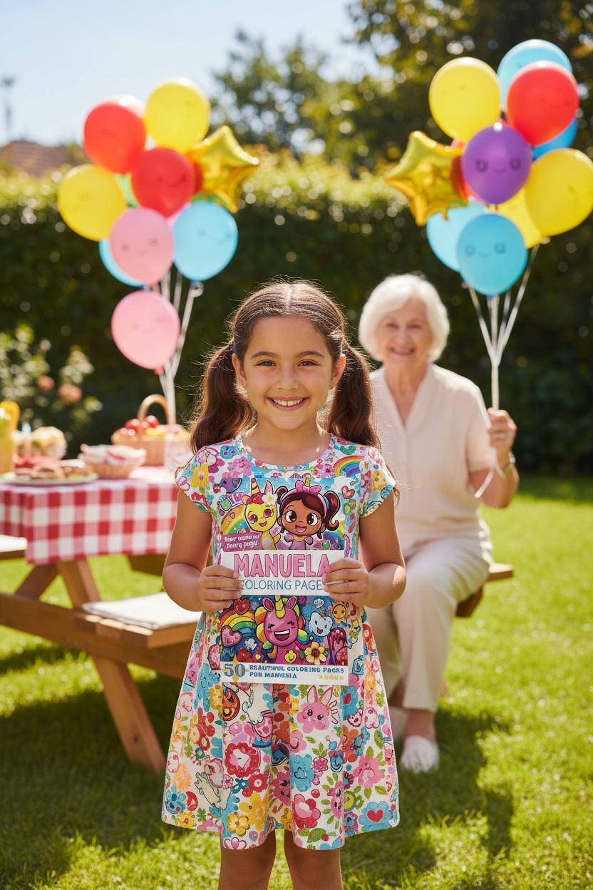 Manuela coloring book in use