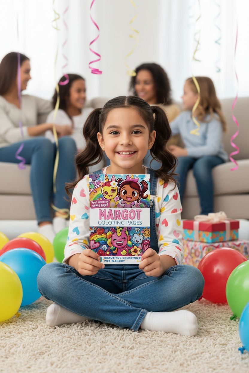 Margot coloring book in use