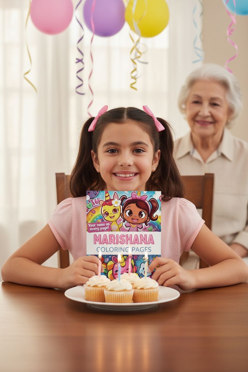 Marishana coloring book in use