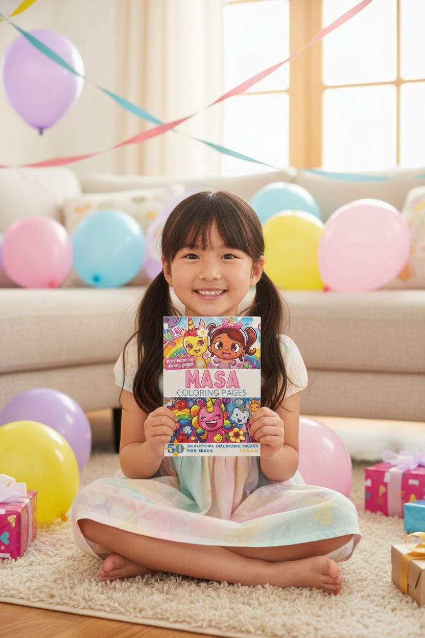 Masa coloring book in use