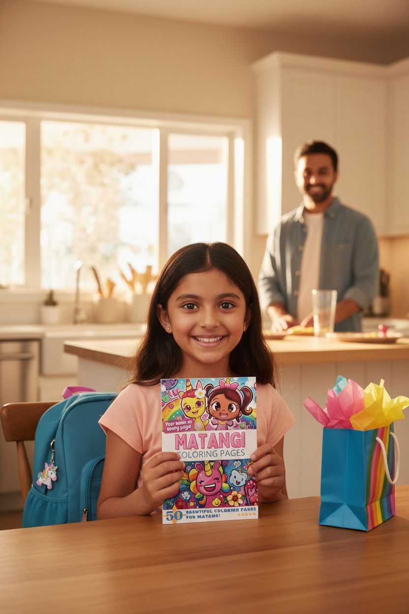 Matangi coloring book in use