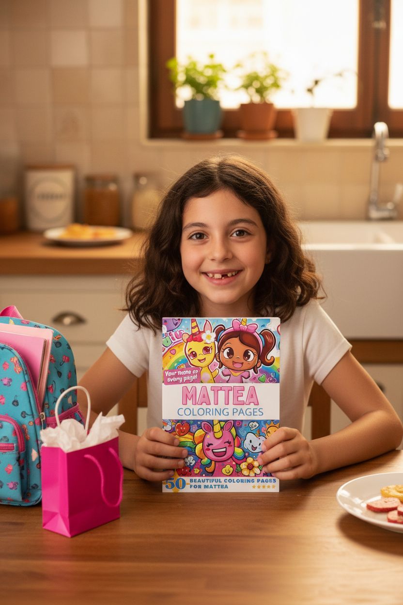 Mattea coloring book in use