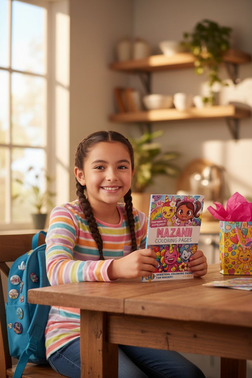 Mazanii coloring book in use