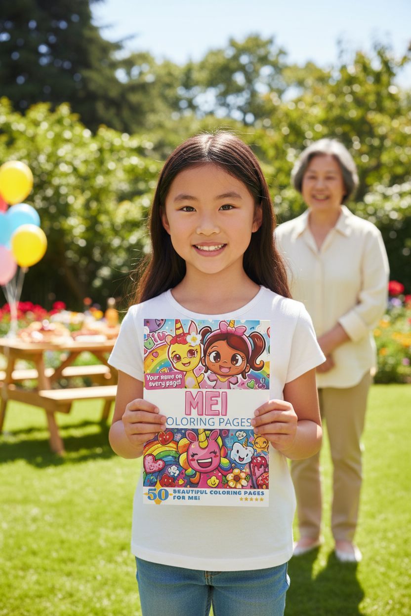 Mei coloring book in use