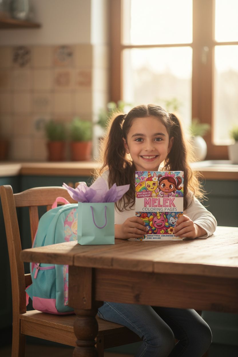 Melek coloring book in use