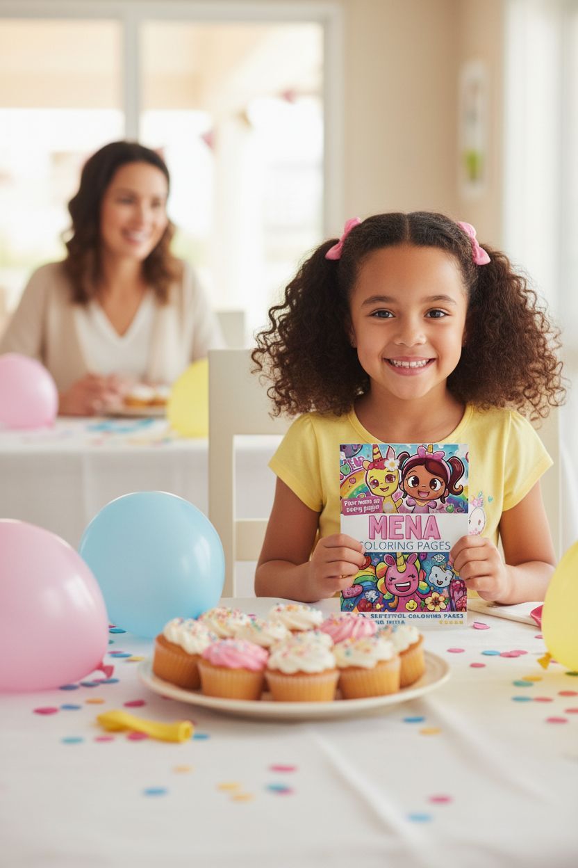 Mena coloring book in use