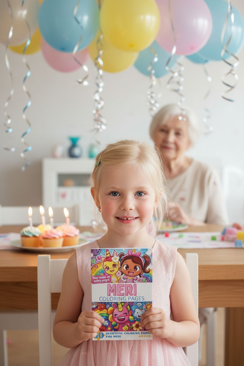 Meri coloring book in use