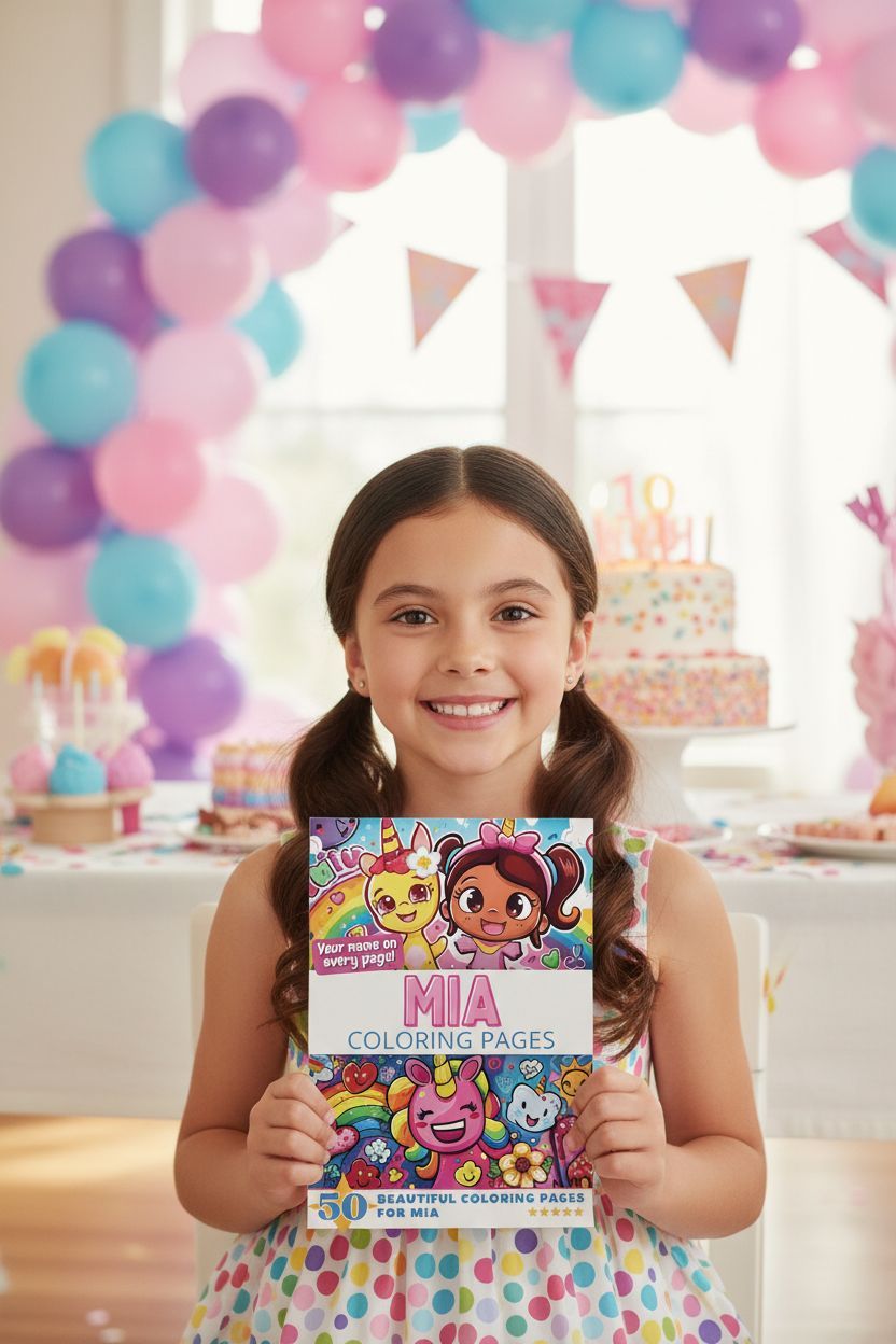 Mia coloring book in use