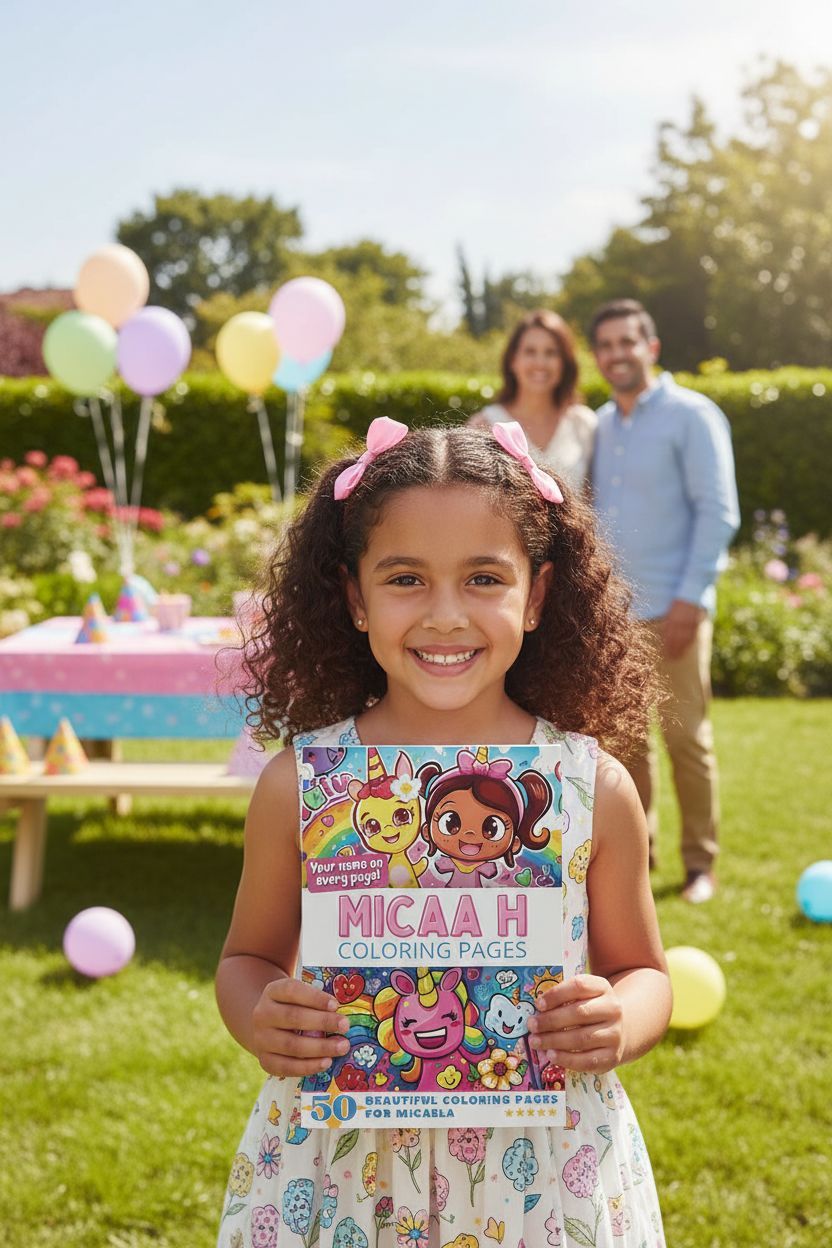 Micaela coloring book in use