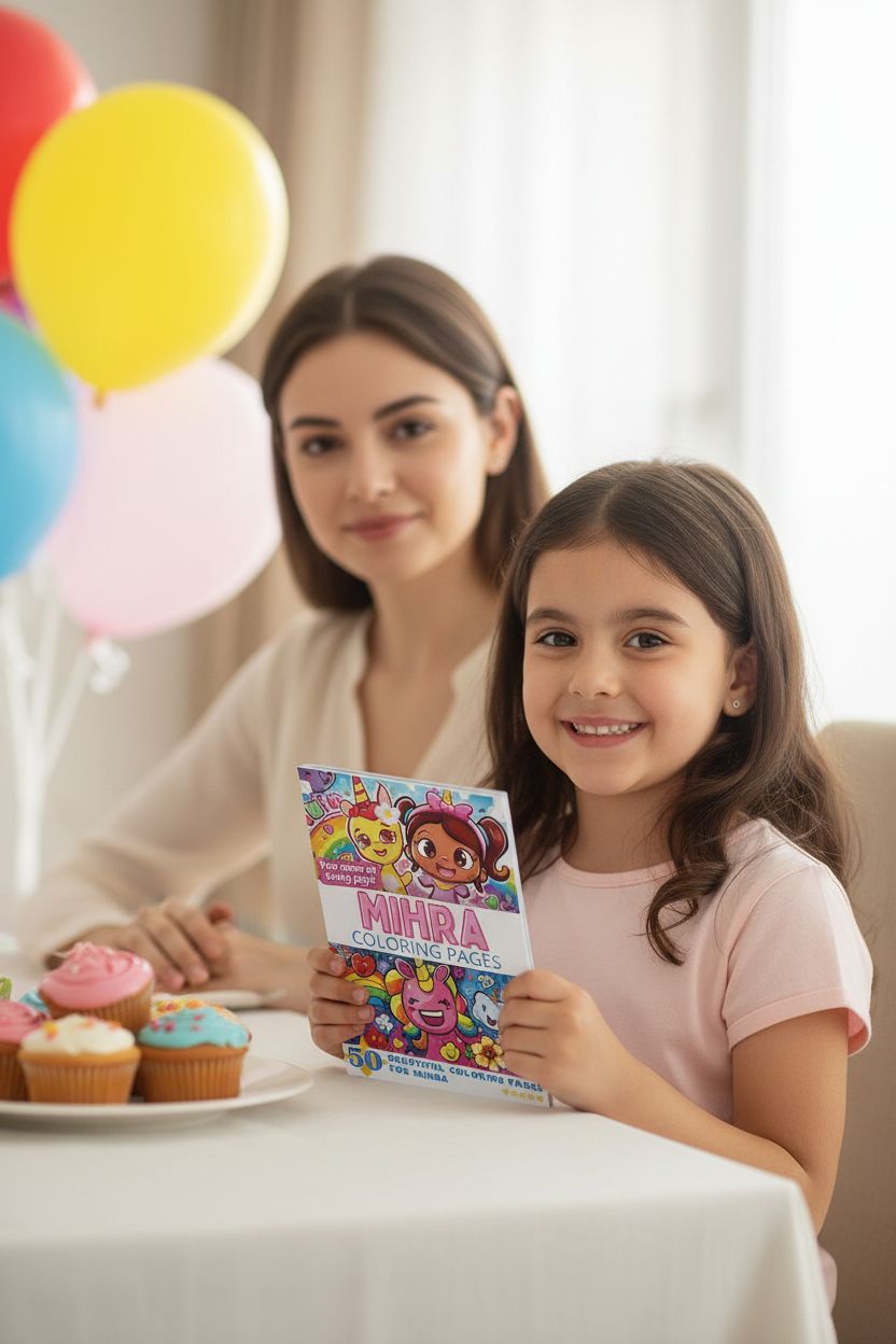 Mihra coloring book in use